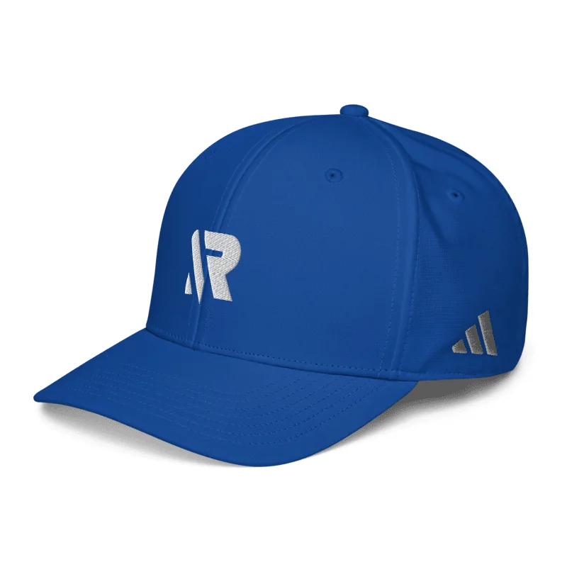 Blue cap with white R mark
